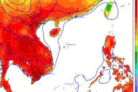 Bản đồ dự báo nhiệt độ cao nhất trong 24 giờ tới.