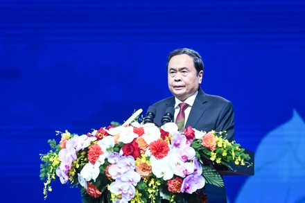 Chủ tịch Quốc hội Trần Thanh Mẫn phát biểu tại lễ kỷ niệm. (Ảnh: Duy Linh)