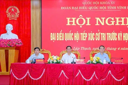 Phó Thủ tướng, Bộ trưởng Ngoại giao Bùi Thanh Sơn và các đại biểu Quốc hội tiếp xúc cử tri.