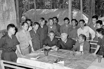 Bộ Chỉ huy Chiến dịch Hồ Chí Minh tại căn cứ Tà Thiết-Lộc Ninh (tháng 4/1975). (Ảnh: TTXVN)