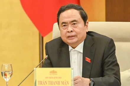 Chủ tịch Quốc hội Trần Thanh Mẫn phát biểu kết luận cuộc họp. (Ảnh: DUY LINH)