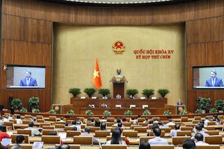 Quốc hội họp phiên toàn thể tại hội trường ngày 26/5. (Ảnh: DUY LINH)