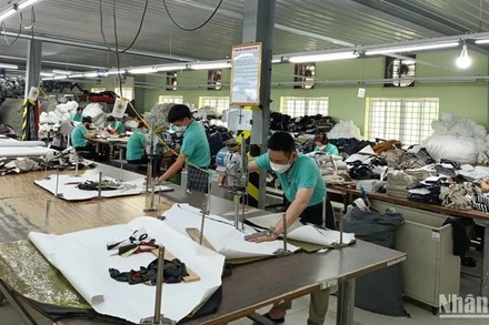 Cắt mẫu sản phẩm tại Tổng công ty cổ phần Dệt may Nam Định. (Ảnh: HOÀNG ANH)