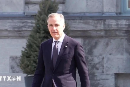 Thủ tướng Canada Mark Carney tại cuộc họp báo sau lễ tuyên thệ nhậm chức ở Ottawa, Canada, ngày 14/3/2025. (Ảnh: THX/TTXVN)