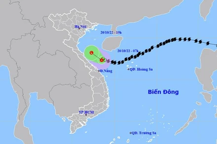 Vị trí và hướng di chuyển của áp thấp nhiệt đới (suy yếu từ bão số 6). (Nguồn: nchmf.gov.vn)