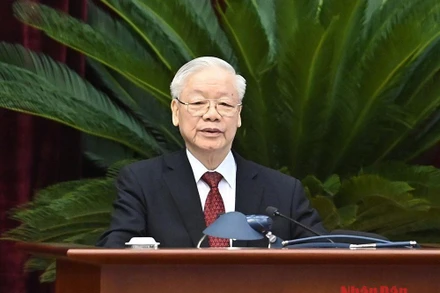 Tổng Bí thư Nguyễn Phú Trọng phát biểu chỉ đạo hội nghị. 