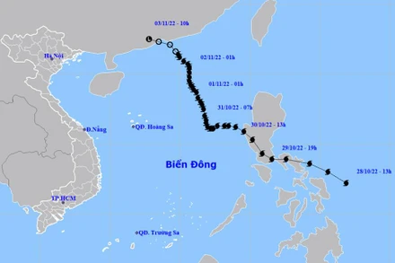 Áp thấp nhiệt đới suy yếu thành vùng áp thấp và tan dần. (Nguồn: nchmf.gov.vn)