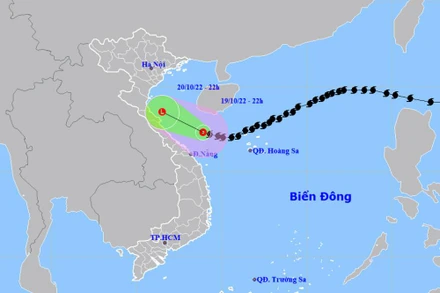 Vị trí và hướng di chuyển của áp thấp nhiệt đới (suy yếu từ bão số 6). (Nguồn: nchmf.gov.vn)