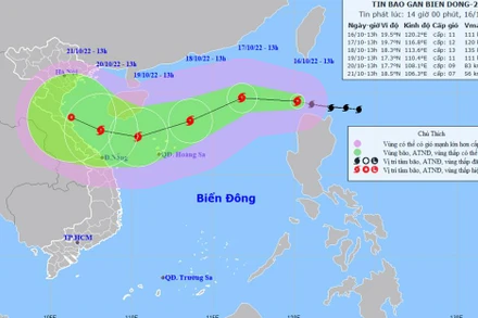 Vị trí và hướng di chuyển của bão Nesat. (Nguồn: nchmf.gov.vn)
