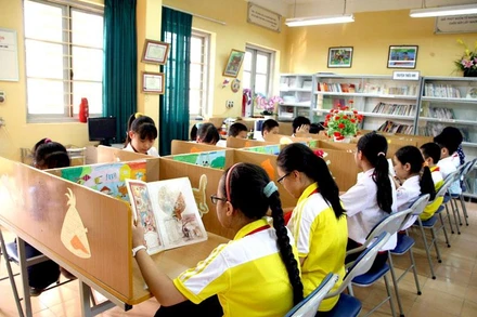 Giờ học của học sinh Trường THCS Đống Đa (Hà Nội). (Ảnh: Đăng Anh)