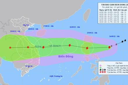 Vị trí và hướng di chuyển của bão Noru. (Nguồn: nchmf.gov.vn)