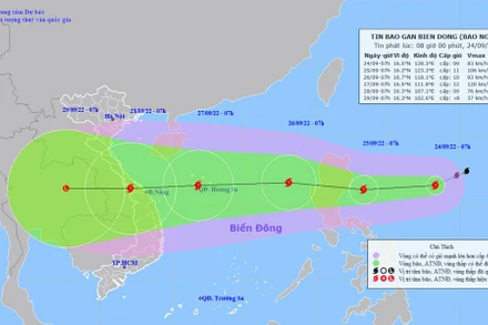 Vị trí và hướng di chuyển của bão Noru. (Nguồn: nchmf.gov.vn)