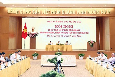 Hội nghị trực tuyến toàn quốc sơ kết công tác 6 tháng đầu năm của Ban Chỉ đạo. (Ảnh: VGP)