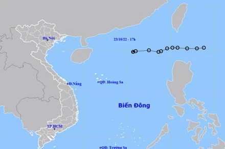 Áp thấp nhiệt đới suy yếu thành vùng áp thấp và tan dần. (Nguồn: nchmf.gov.vn)
