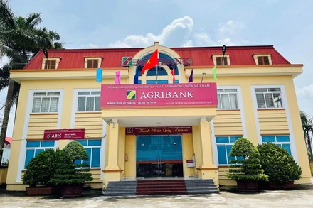 Phòng giao dịch Agribank Thăng Long, xã Thăng Long, huyện Đông Hưng (tỉnh Thái Bình), nơi đối tượng Kiên xông vào cướp ngân hàng.