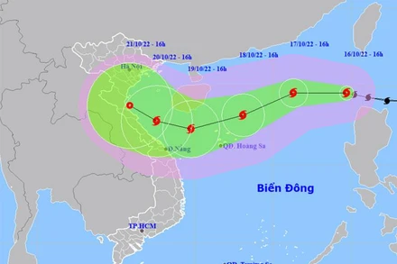 Vị trí và hướng di chuyển của bão số 6. (Nguồn: nchmf.gov.vn)