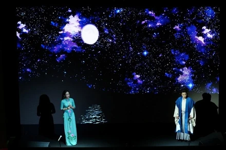 Cảnh vở opera "Công nữ Anio" trong buổi biểu diễn tại Đà Nẵng.