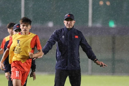 Đội tuyển bóng đá U17 Việt Nam tập luyện chuẩn bị cho các trận đấu tại vòng chung kết Giải vô địch bóng đá trẻ U17 châu Á 2025 (Ảnh VFF).