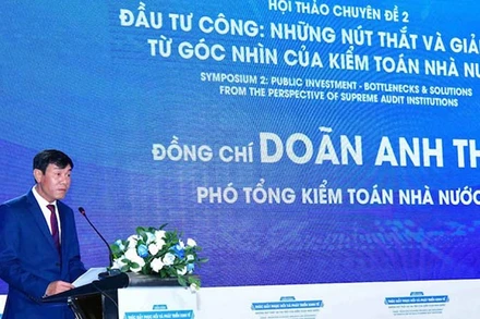 Phó Tổng kiểm toán Nhà nước Doãn Anh Thơ phát biểu tại diễn đàn.