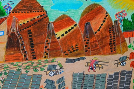 Tác phẩm Vương quốc gạch gốm Mang Thít của Đinh Thanh Trúc (12 tuổi), Trường trung học cơ sở Nguyễn Khuyến, Vĩnh Long đoạt giải Nhị.