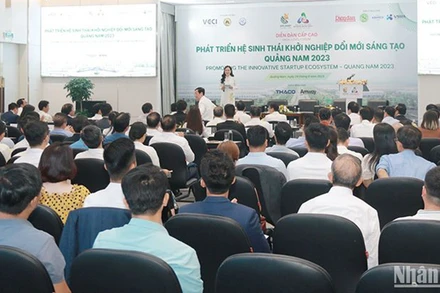 Quang cảnh Diễn đàn Phát triển hệ sinh thái khởi nghiệp đổi mới sáng tạo.