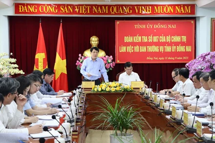 Quang cảnh buổi kiểm tra tại Ban Thường vụ Tỉnh ủy Đồng Nai.