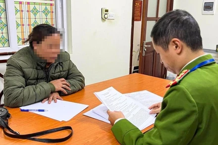 Đối tượng T.T.T tại cơ quan Công an phường Hàng Bạc (quận Hoàn Kiếm).