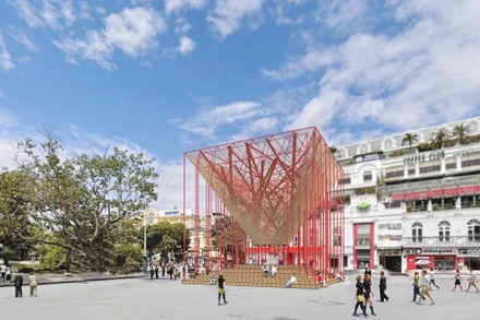 Cổng sáng tạo - một tác phẩm nghệ thuật sẽ được trưng bày tại trung tâm quảng trường Đông Kinh Nghĩa Thục trong lễ hội.