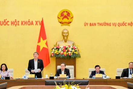 Chủ tịch Quốc hội Trần Thanh Mẫn chủ trì phiên họp chiều nay. (Ảnh: Duy Linh)