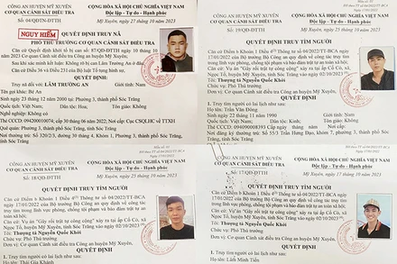 Quyết định truy nã, truy tìm 4 đối tượng gây rối. 