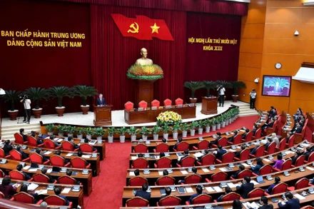 Quang cảnh Hội nghị lần thứ 11 Ban Chấp hành Trung ương Đảng khóa XIII. (Ảnh: ĐĂNG KHOA)