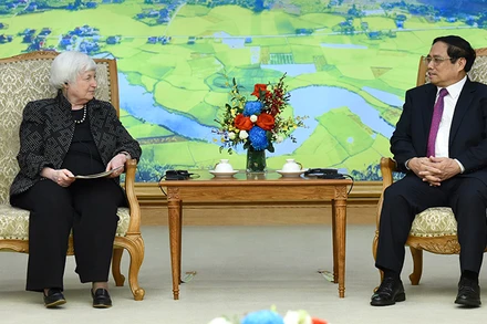 Thủ tướng Phạm Minh Chính tiếp Bộ trưởng Tài chính Hoa Kỳ Janet Yellen.
