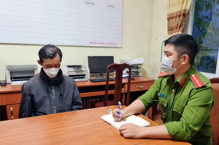 Đối tượng Thái Phi Hổ tại cơ quan công an.