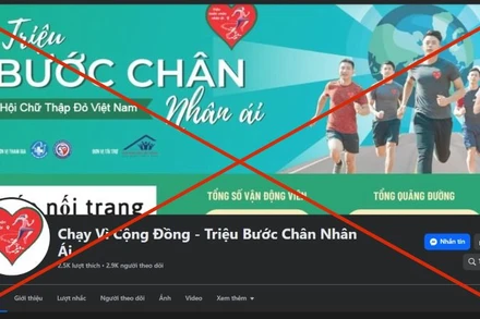 Hình ảnh trang fanpage mạo danh tên Chiến dịch “Triệu bước chân nhân ái” để kêu gọi quyên góp, gây quỹ. (Ảnh chụp màn hình)