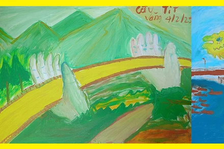 Sau mỗi bức tranh của bé Nam là tình thương yêu của gia đình và cộng đồng.