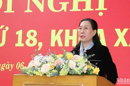 Bí thư Tỉnh ủy Quảng Ngãi Bùi Thị Quỳnh Vân phát biểu khai mạc hội nghị.