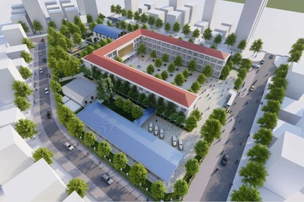 Phối cảnh Trường tiểu học Bình Đông, xã Bình Đông, huyện Bình Sơn (Quảng Ngãi) do Thép Hòa Phát Dung Quất tài trợ xây dựng.