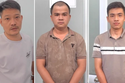 Các đối tượng tại cơ quan điều tra, ảnh Công an cung cấp.