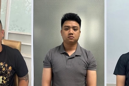 Các bị can Phan Võ Nhật Huy, Đỗ Tấn Rin và Lê Viết Nam. (Ảnh Công an cung cấp)