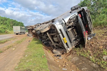 Hiện trường vụ tai nạn. (Ảnh: Công an cung cấp)