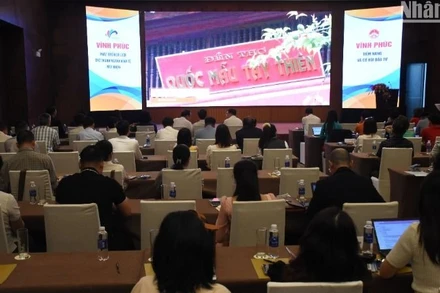 Tỉnh Vĩnh Phúc tổ chức Hội nghị xúc tiến quảng bá điểm đến du lịch Vĩnh Phúc năm 2025 tại Đà Nẵng, ngày 11/4. (Ảnh: ANH ĐÀO)