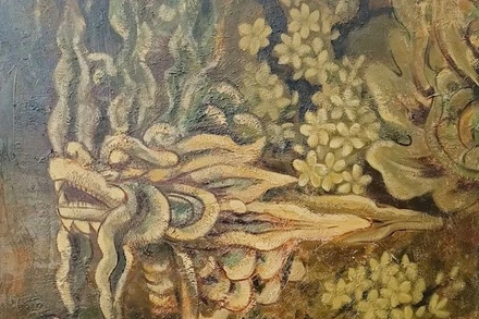 Tác phẩm Rồng, chất liệu Acrylic, của họa sĩ Trương Nguyễn Nguyên Kha. (Ảnh: ANH ĐÀO)