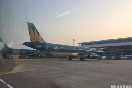 Khu vực đậu đỗ máy bay tại Sân bay Quốc tế Đà Nẵng. (Ảnh: ANH ĐÀO)