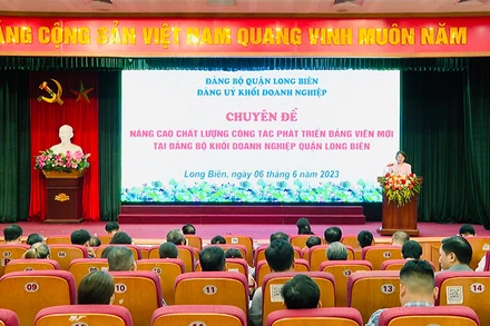Triển khai Chuyên đề Nâng cao chất lượng công tác phát triển đảng viên mới tại Đảng bộ Khối doanh nghiệp quận Long Biên