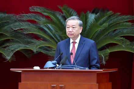 Tổng Bí thư Tô Lâm phát biểu bế mạc Hội nghị. (Ảnh: ĐĂNG KHOA)