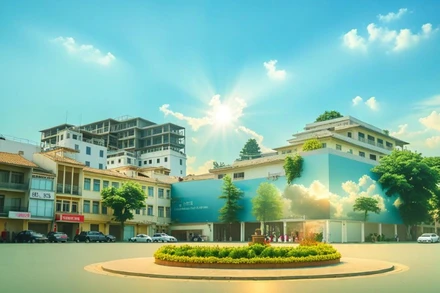 Hình ảnh quảng trường Đông Kinh-Nghĩa Thục không có tòa nhà Hàm cá mập bằng AI