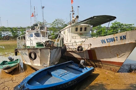 Hai tàu kiểm ngư đang phải nằm bờ gần một tháng nay.