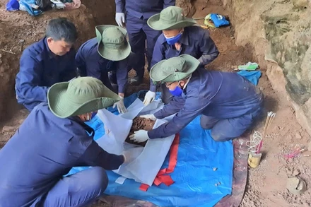 Mùa khô năm 2024-2025, Đội Quy tập Bộ Chỉ huy Quân sự tỉnh Nghệ An đã tìm kiếm, quy tập được 73 hài cốt liệt sĩ, quân tình nguyện và chuyên gia Việt Nam hy sinh tại Lào. (Ảnh: Đội Quy tập cung cấp)