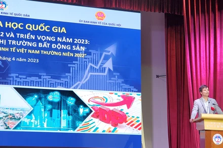 Giáo sư, Tiến sĩ Phạm Hồng Chương, Hiệu trưởng Trường đại học Kinh tế quốc dân phát biểu khai mạc hội thảo.