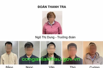 6 đối tượng thuộc đoàn thanh tra. (Ảnh: Công an Lai Châu)